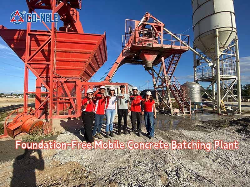 25m³/h Foundation-Free Mobile Concrete Batching Plant Philippines