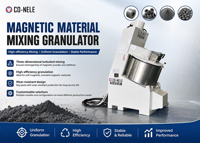 CO-NELE CRV09F Magnetic Material Mixing Granulator — Mixing, Granulating, Heating, and Cooling CO-NELE CRV09F Magnetic Material Mixing Granulator — Mixing, Granulating, Heating, and Cooling