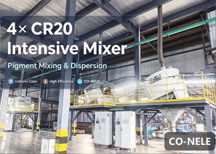 Four CO-NELE CR20 intensive mixers for pigment powder production line