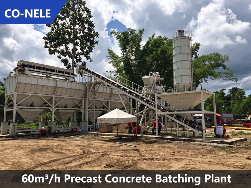 CO-NELE 60m³/h precast concrete plant with CMP1000 planetary mixer installed in Philippines for precast wall panels and floor slabs